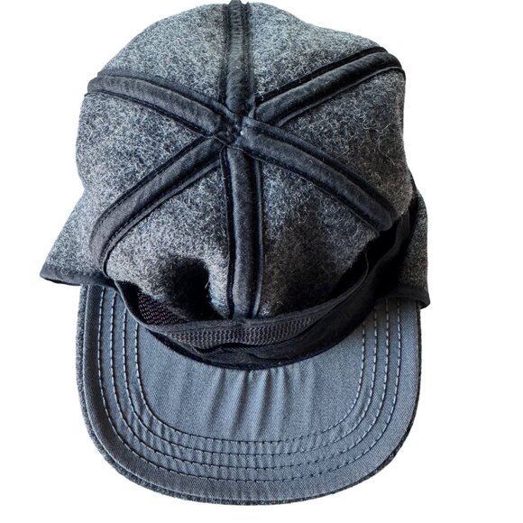 Gray Wool Blend Winter Cap Hat With Ear Flaps Medium USA Vintage Warm Winter - Picture 7 of 16